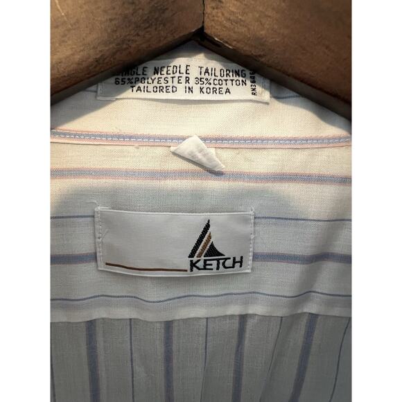 Vintage Ketch Men's Button Up Short Sleeve Medium Large (16) Single Stitch - Picture 3 of 10